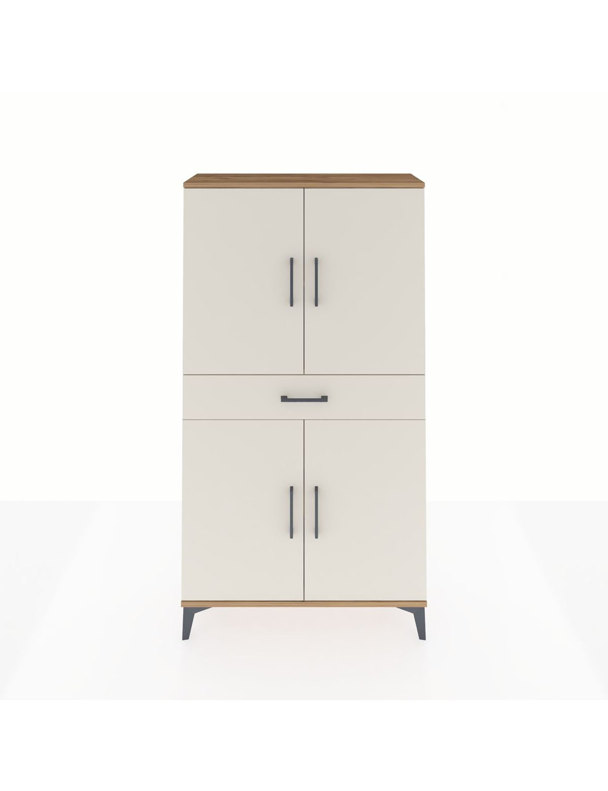 Arges Dolap 3 Raflı Tek Çekmeceli 4 Kapaklı 88x30x163 Çam-Aytaşı