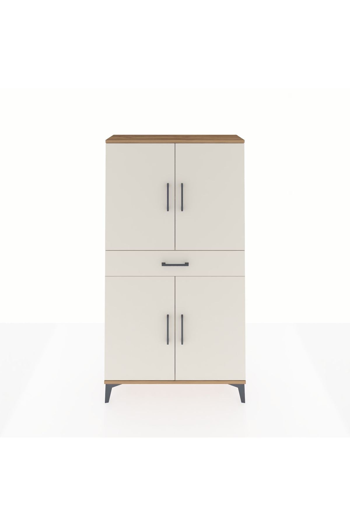 Arges Dolap 3 Raflı Tek Çekmeceli 4 Kapaklı 88x30x163 Çam-Aytaşı