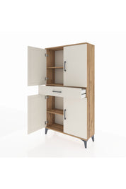 Arges Dolap 3 Raflı Tek Çekmeceli 4 Kapaklı 88x30x163 Çam-Aytaşı