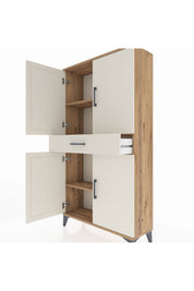 Arges Dolap 3 Raflı Tek Çekmeceli 4 Kapaklı 88x30x163 Çam-Aytaşı