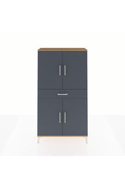 Arges Dolap 3 Raflı Tek Çekmeceli 4 Kapaklı 88x30x163 Çam-Antrasit