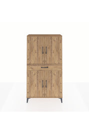 Arges Dolap 3 Raflı Tek Çekmeceli 4 Kapaklı 88x30x163 Çam-Çam