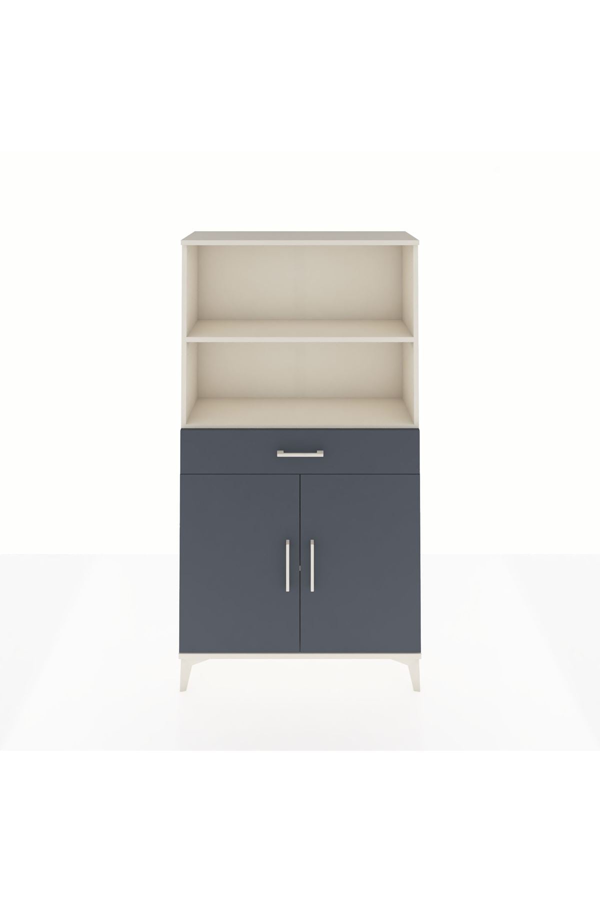 Arges Dolap 3 Raflı Tek Çekmeceli 2 Kapaklı 88x30x163 Aytaşı-Antrasit