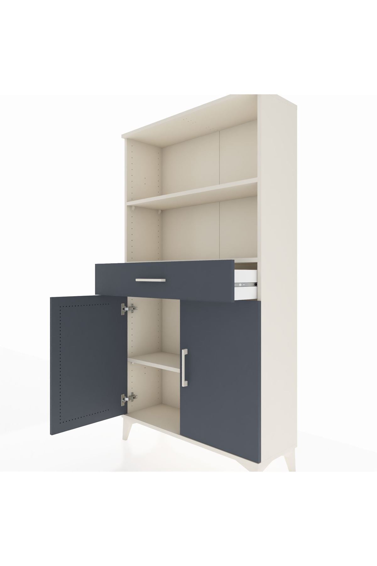 Arges Dolap 3 Raflı Tek Çekmeceli 2 Kapaklı 88x30x163 Aytaşı-Antrasit