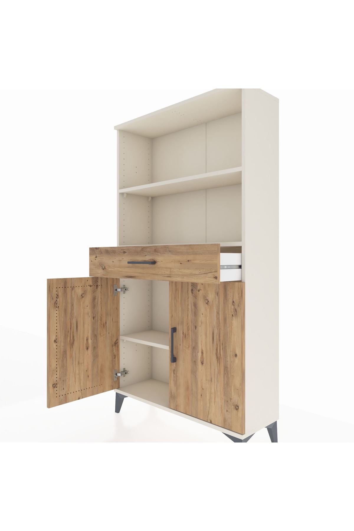 Arges Dolap 3 Raflı Tek Çekmeceli 2 Kapaklı 88x30x163 Aytaşı-Çam