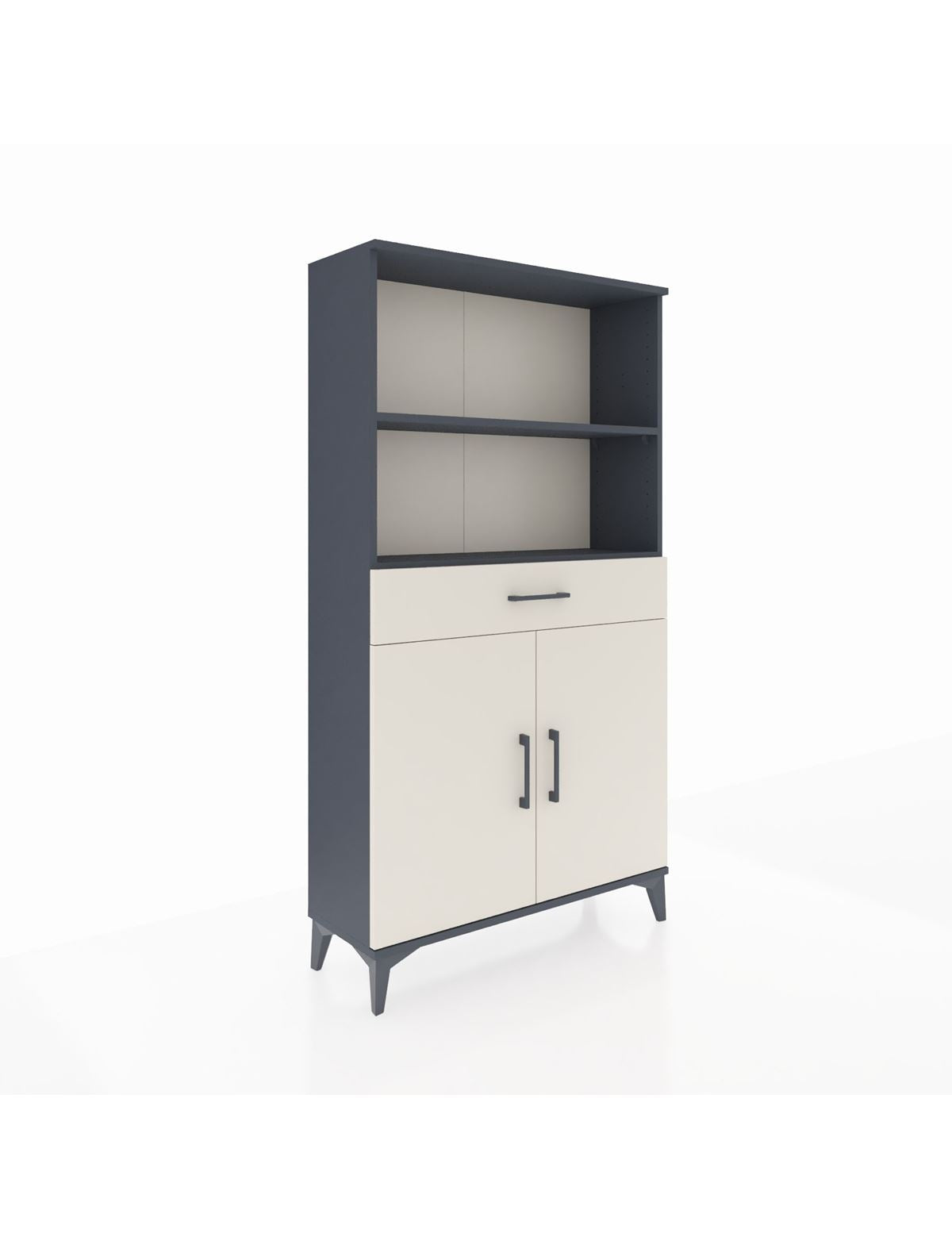 Arges Dolap 3 Raflı Tek Çekmeceli 2 Kapaklı 88x30x163 Antrasit-Aytaşı