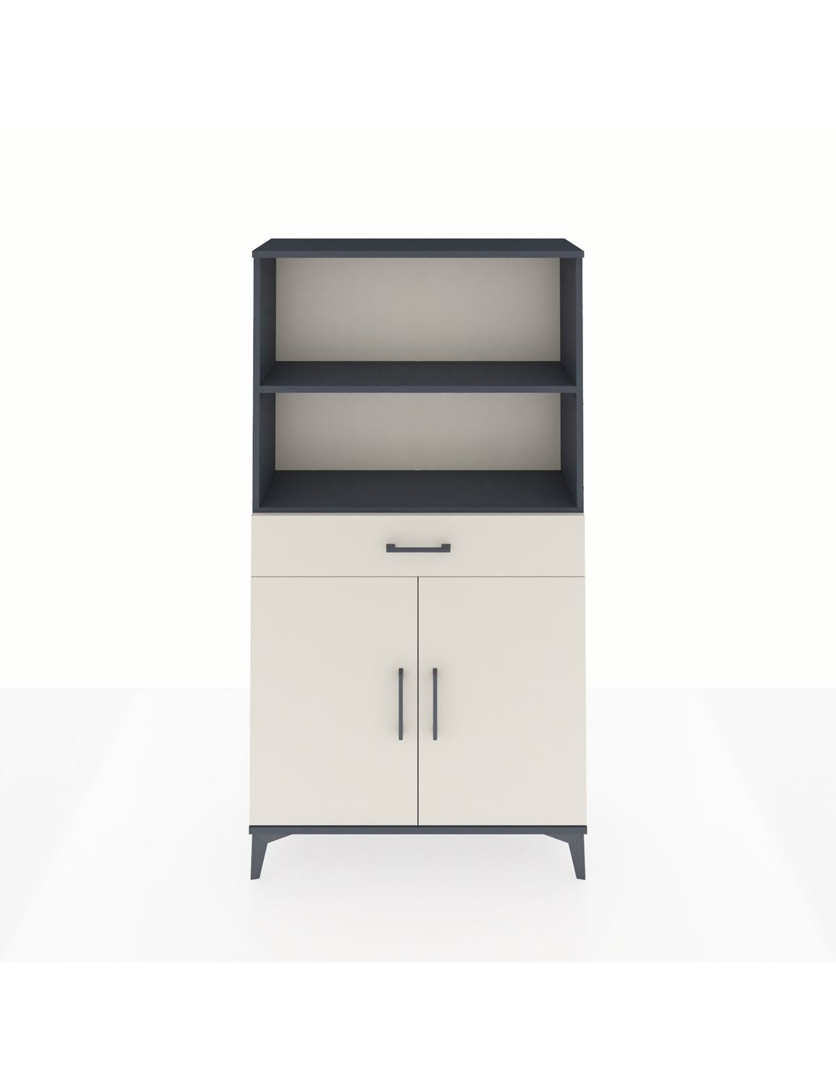 Arges Dolap 3 Raflı Tek Çekmeceli 2 Kapaklı 88x30x163 Antrasit-Aytaşı