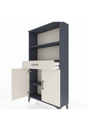 Arges Dolap 3 Raflı Tek Çekmeceli 2 Kapaklı 88x30x163 Antrasit-Aytaşı