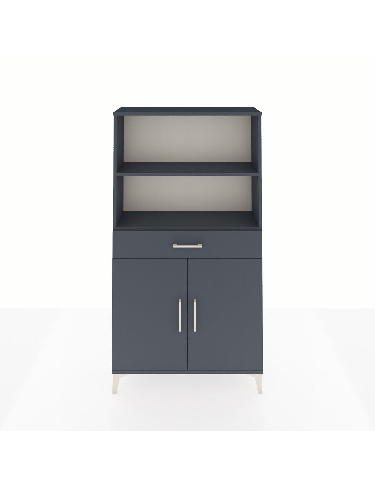 Arges Dolap 3 Raflı Tek Çekmeceli 2 Kapaklı 88x30x163 Antrasit-Antrasit