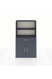 Arges Dolap 3 Raflı Tek Çekmeceli 2 Kapaklı 88x30x163 Antrasit-Antrasit