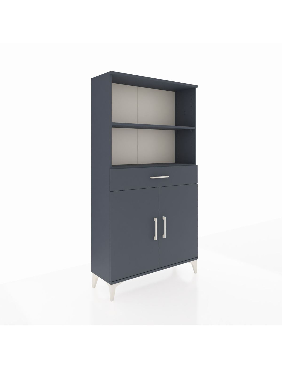 Arges Dolap 3 Raflı Tek Çekmeceli 2 Kapaklı 88x30x163 Antrasit-Antrasit