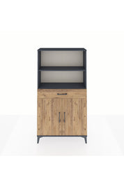 Arges Dolap 3 Raflı Tek Çekmeceli 2 Kapaklı 88x30x163 Antrasit-Çam