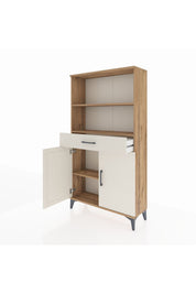 Arges Dolap 3 Raflı Tek Çekmeceli 2 Kapaklı 88x30x163 Çam-Aytaşı