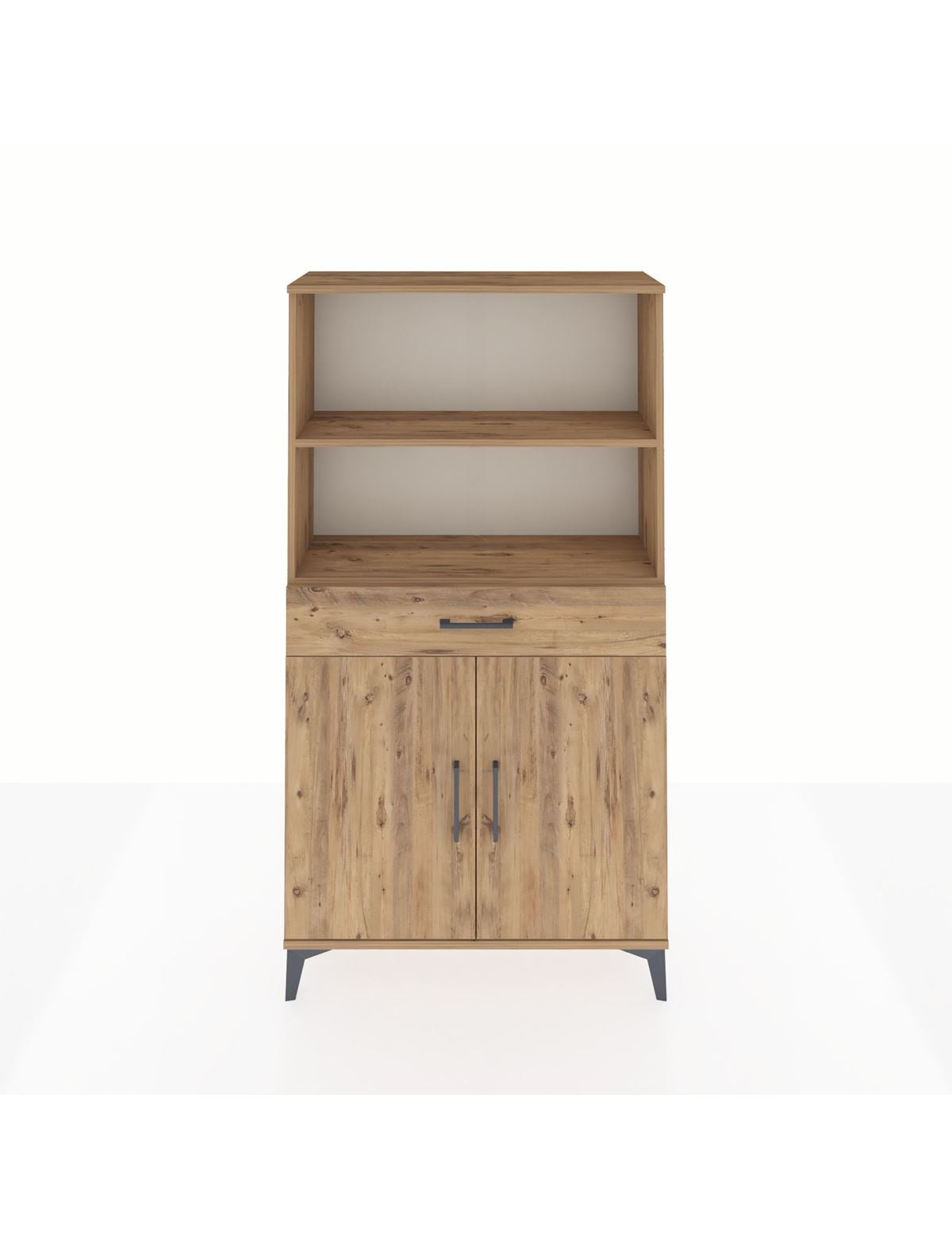 Arges Dolap 3 Raflı Tek Çekmeceli 2 Kapaklı 88x30x163 Çam-Çam