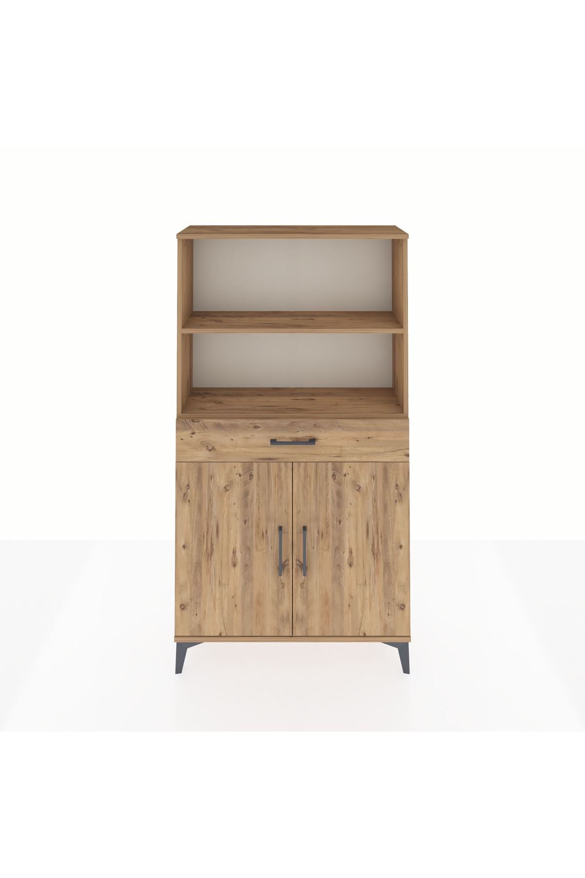 Arges Dolap 3 Raflı Tek Çekmeceli 2 Kapaklı 88x30x163 Çam-Çam