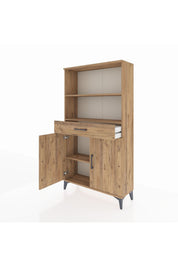 Arges Dolap 3 Raflı Tek Çekmeceli 2 Kapaklı 88x30x163 Çam-Çam