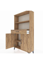 Arges Dolap 3 Raflı Tek Çekmeceli 2 Kapaklı 88x30x163 Çam-Çam