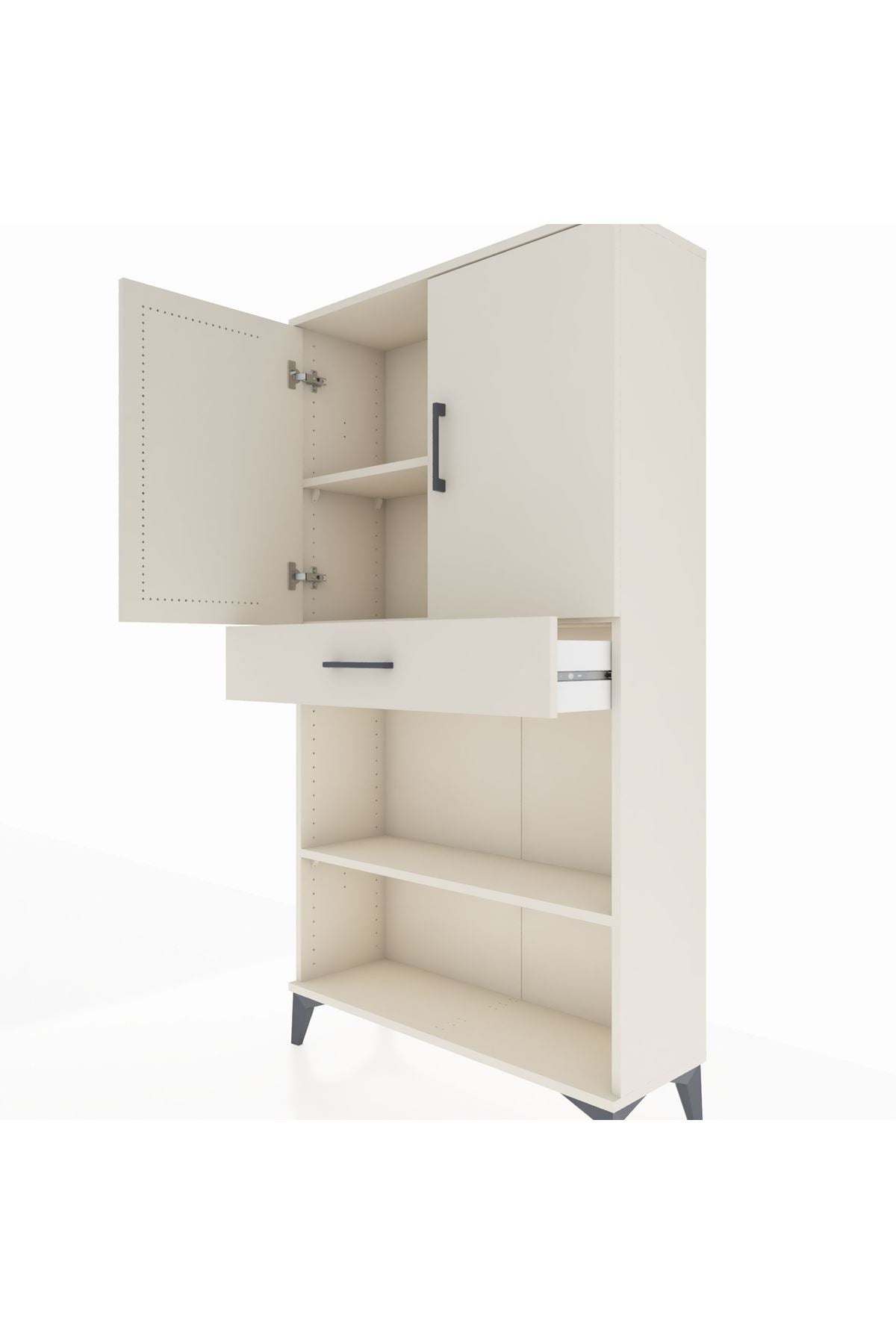 Arges Dolap 3 Raflı Tek Çekmeceli 2 Kapaklı 88x30x163 Aytaşı-Aytaşı