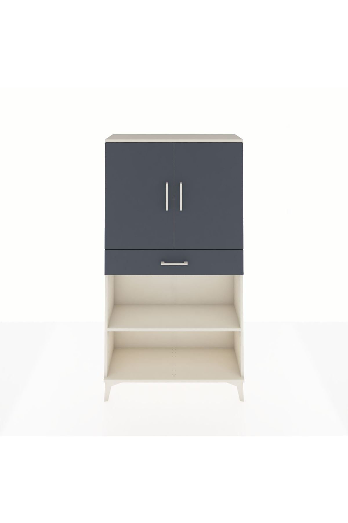 Arges Dolap 3 Raflı Tek Çekmeceli 2 Kapaklı 88x30x163 Aytaşı-Antrasit