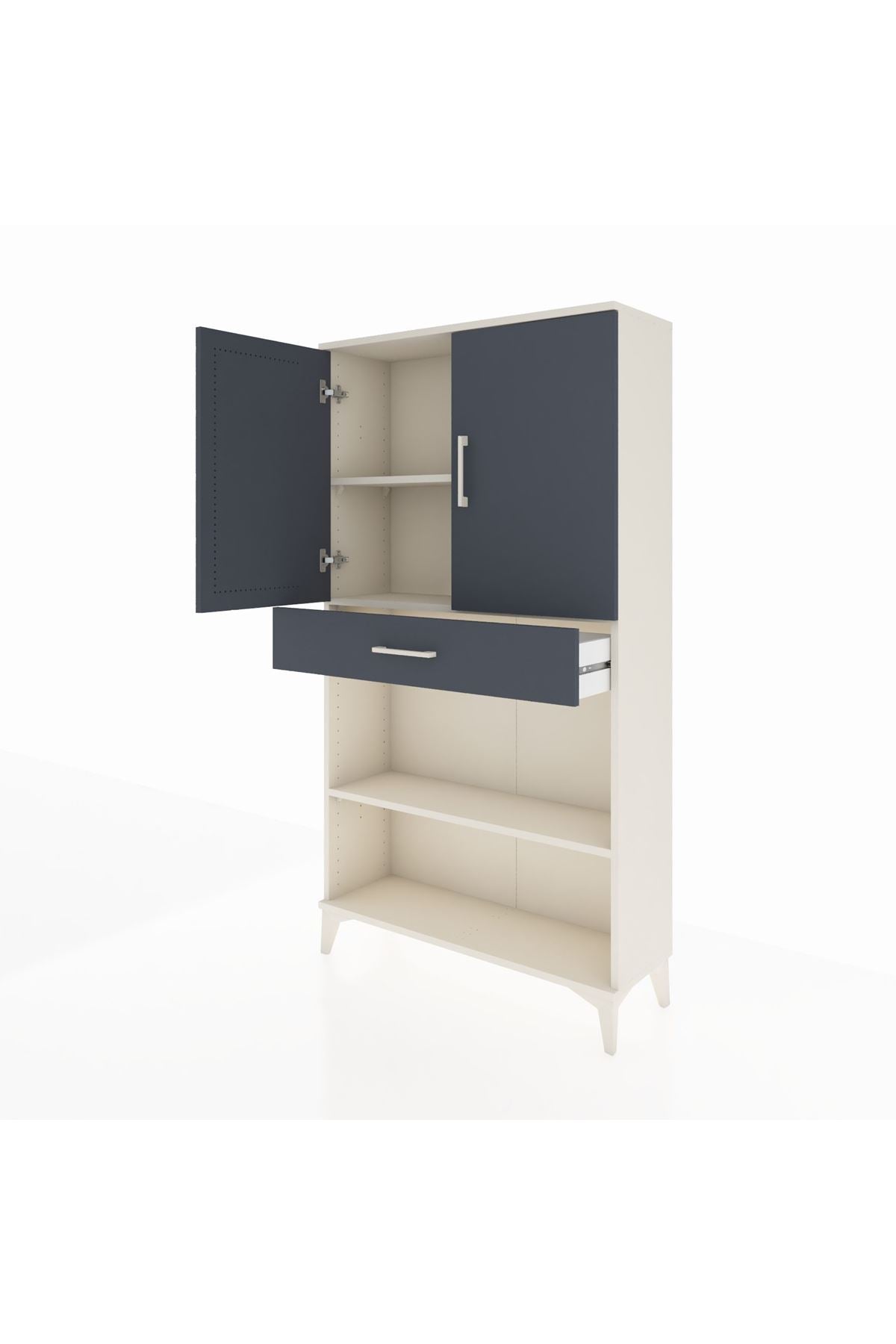 Arges Dolap 3 Raflı Tek Çekmeceli 2 Kapaklı 88x30x163 Aytaşı-Antrasit