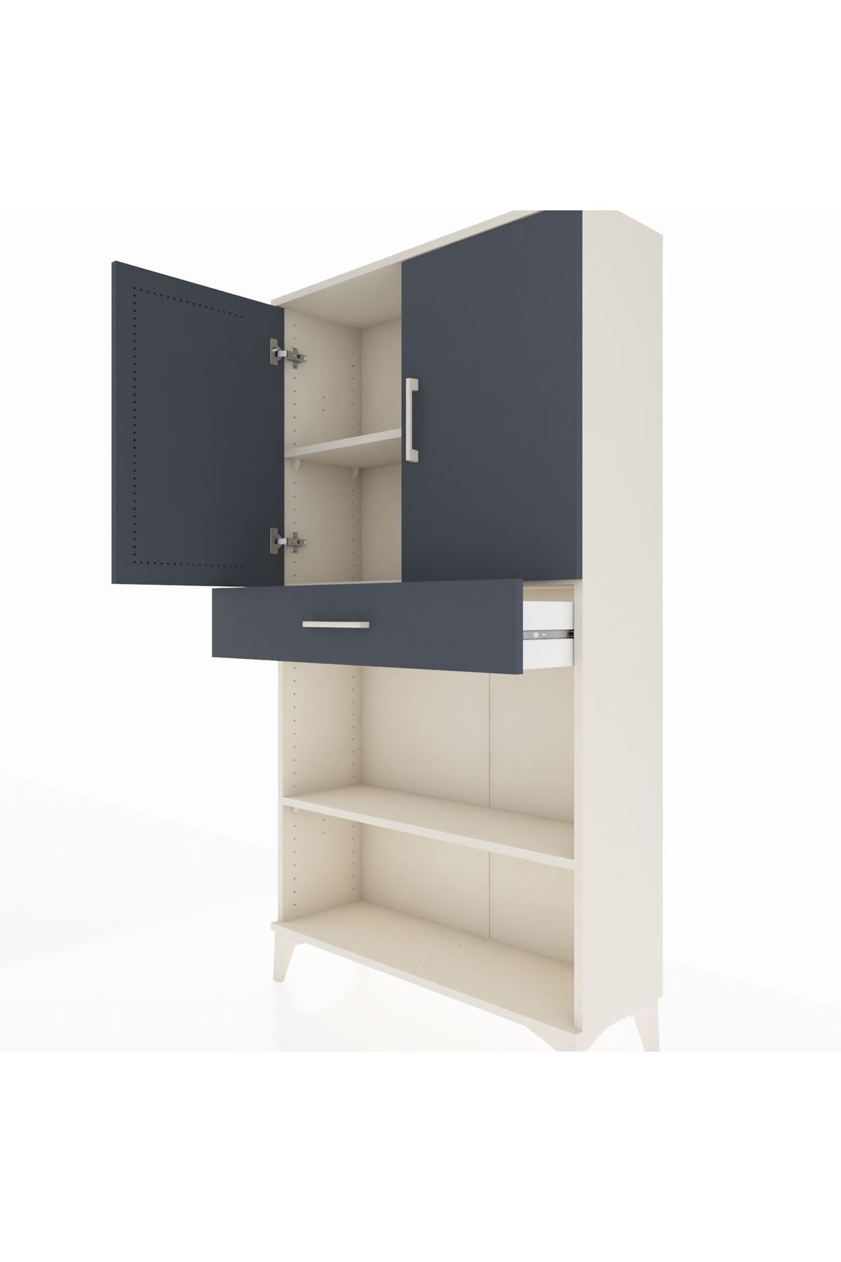 Arges Dolap 3 Raflı Tek Çekmeceli 2 Kapaklı 88x30x163 Aytaşı-Antrasit