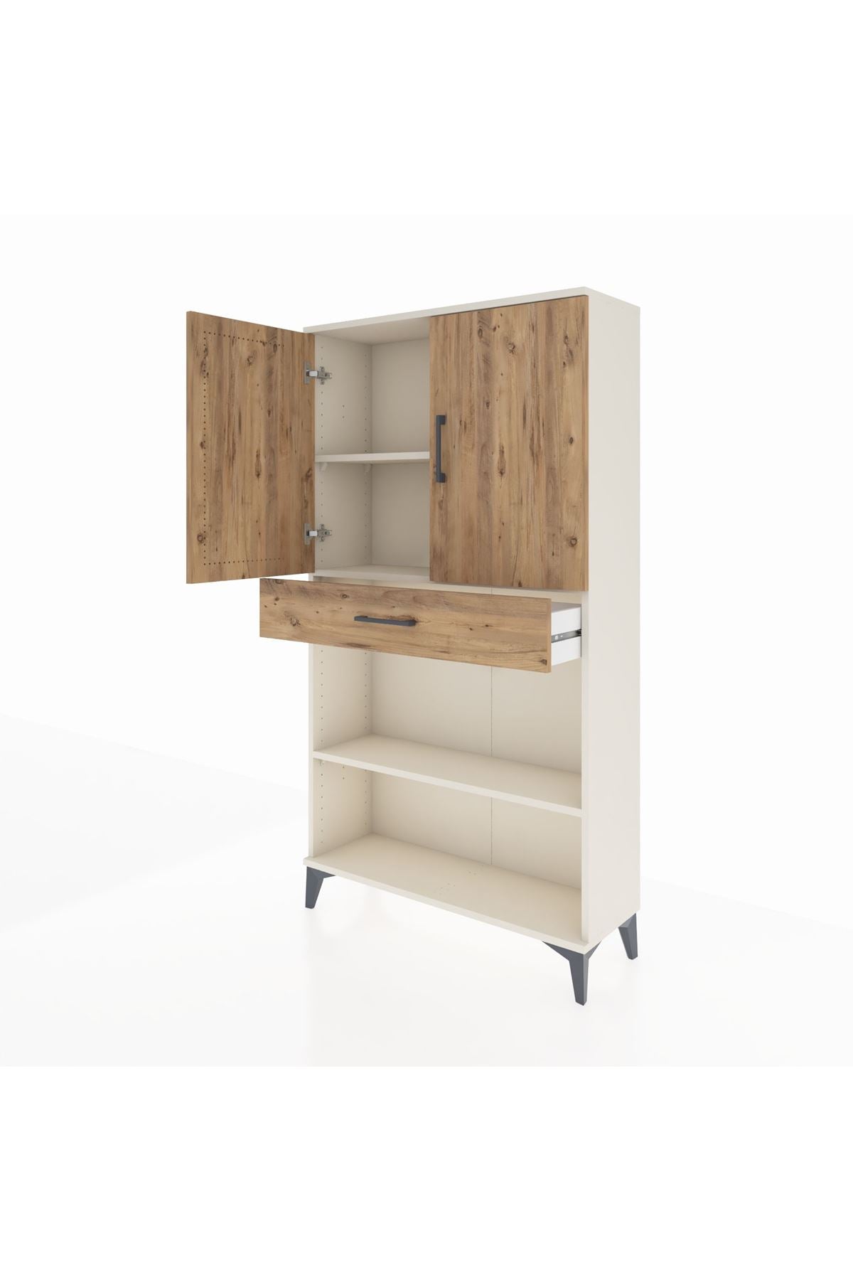 Arges Dolap 3 Raflı Tek Çekmeceli 2 Kapaklı 88x30x163 Aytaşı-Çam