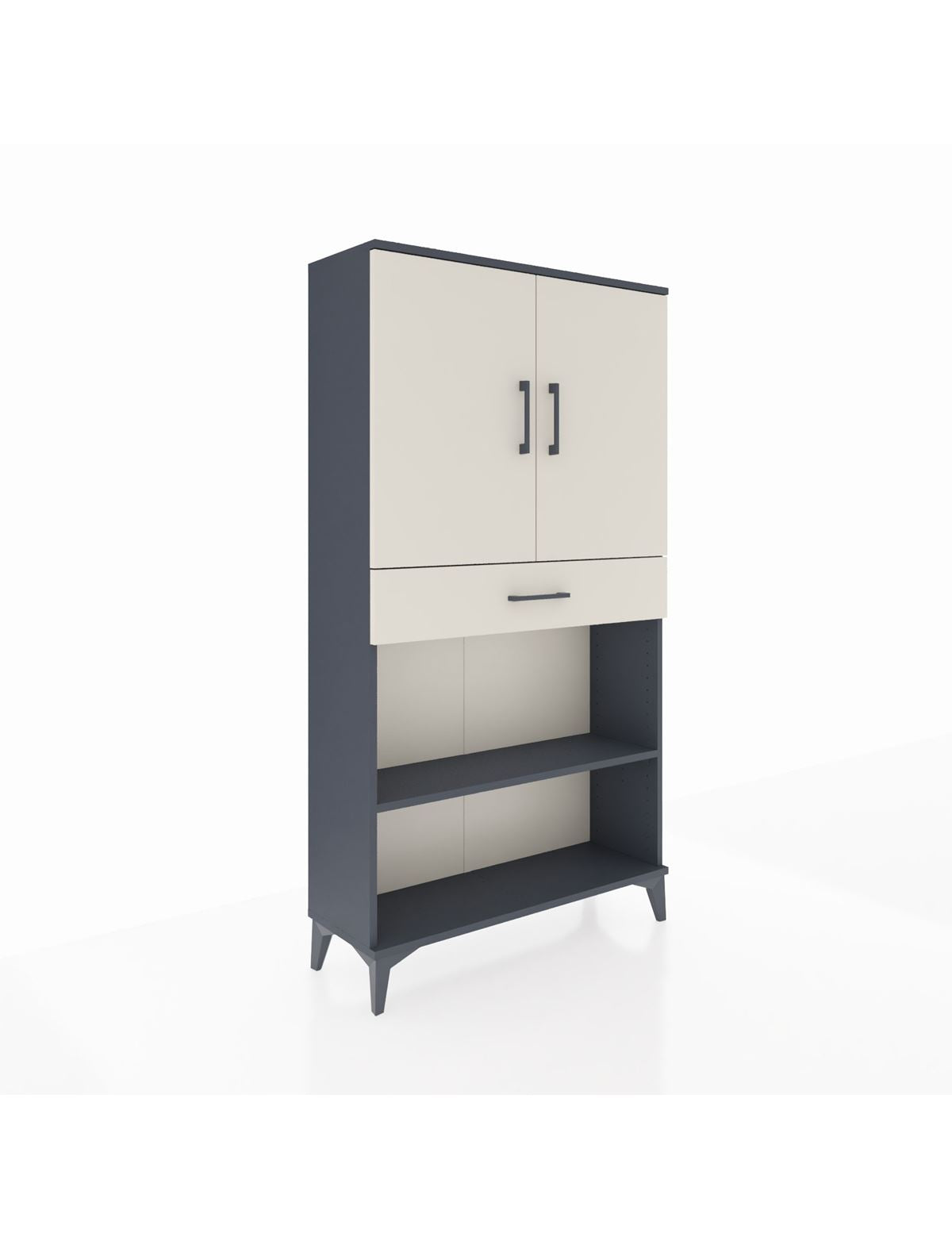 Arges Dolap 3 Raflı Tek Çekmeceli 2 Kapaklı 88x30x163 Antrasit-Aytaşı