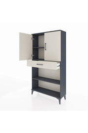 Arges Dolap 3 Raflı Tek Çekmeceli 2 Kapaklı 88x30x163 Antrasit-Aytaşı