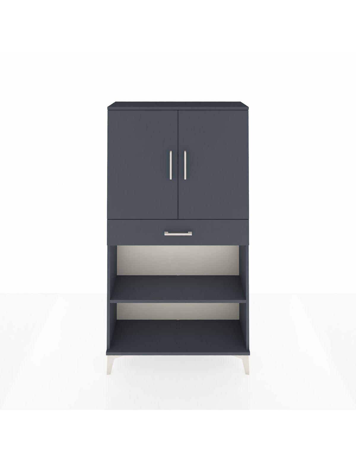 Arges Dolap 3 Raflı Tek Çekmeceli 2 Kapaklı 88x30x163 Antrasit-Antrasit