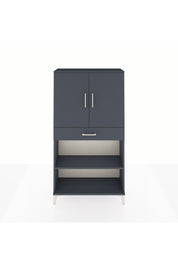 Arges Dolap 3 Raflı Tek Çekmeceli 2 Kapaklı 88x30x163 Antrasit-Antrasit