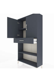 Arges Dolap 3 Raflı Tek Çekmeceli 2 Kapaklı 88x30x163 Antrasit-Antrasit