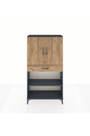 Arges Dolap 3 Raflı Tek Çekmeceli 2 Kapaklı 88x30x163 Antrasit-Çam