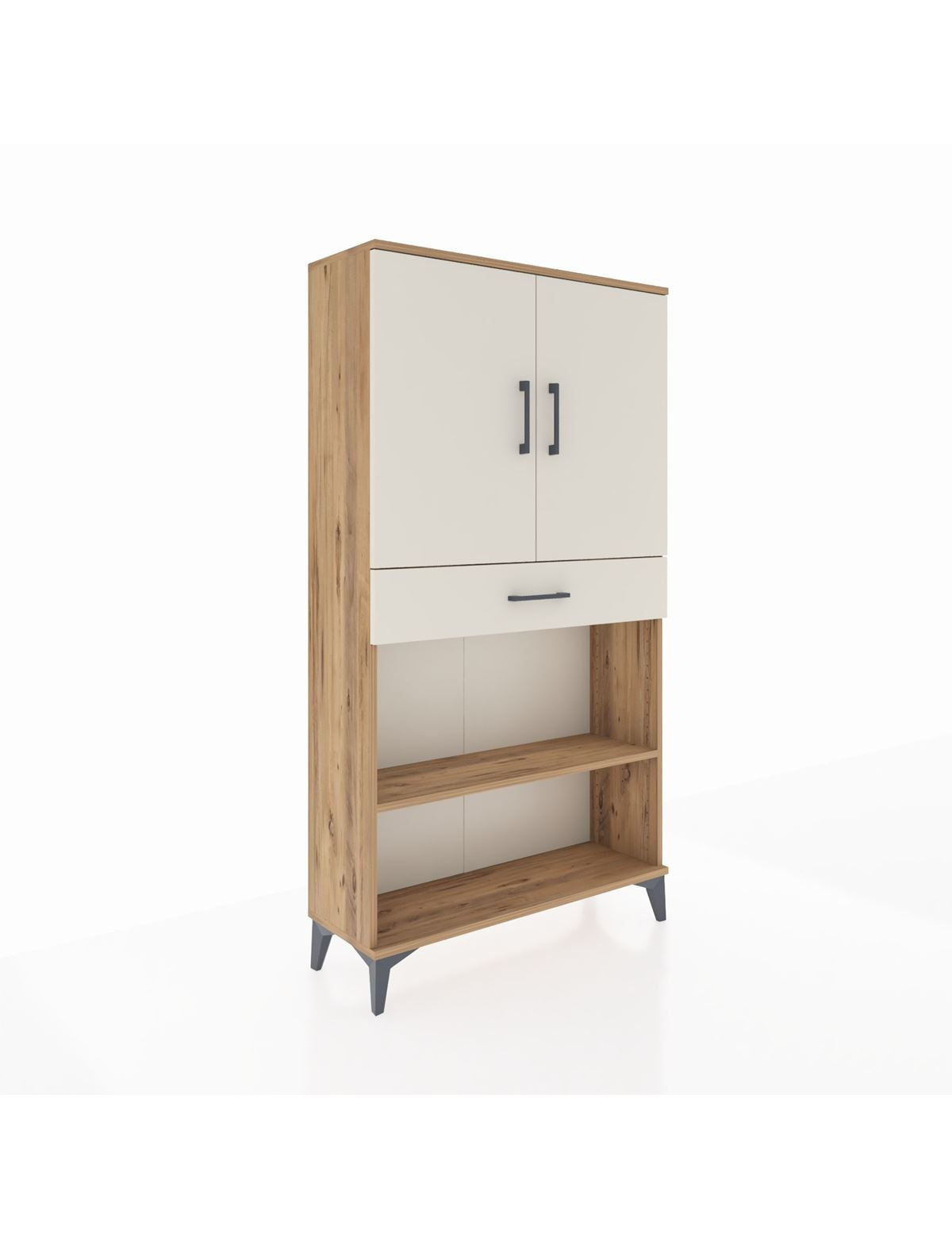 Arges Dolap 3 Raflı Tek Çekmeceli 2 Kapaklı 88x30x163 Çam-Aytaşı