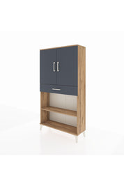 Arges Dolap 3 Raflı Tek Çekmeceli 2 Kapaklı 88x30x163 Çam-Antrasit