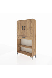 Arges Dolap 3 Raflı Tek Çekmeceli 2 Kapaklı 88x30x163 Çam-Çam