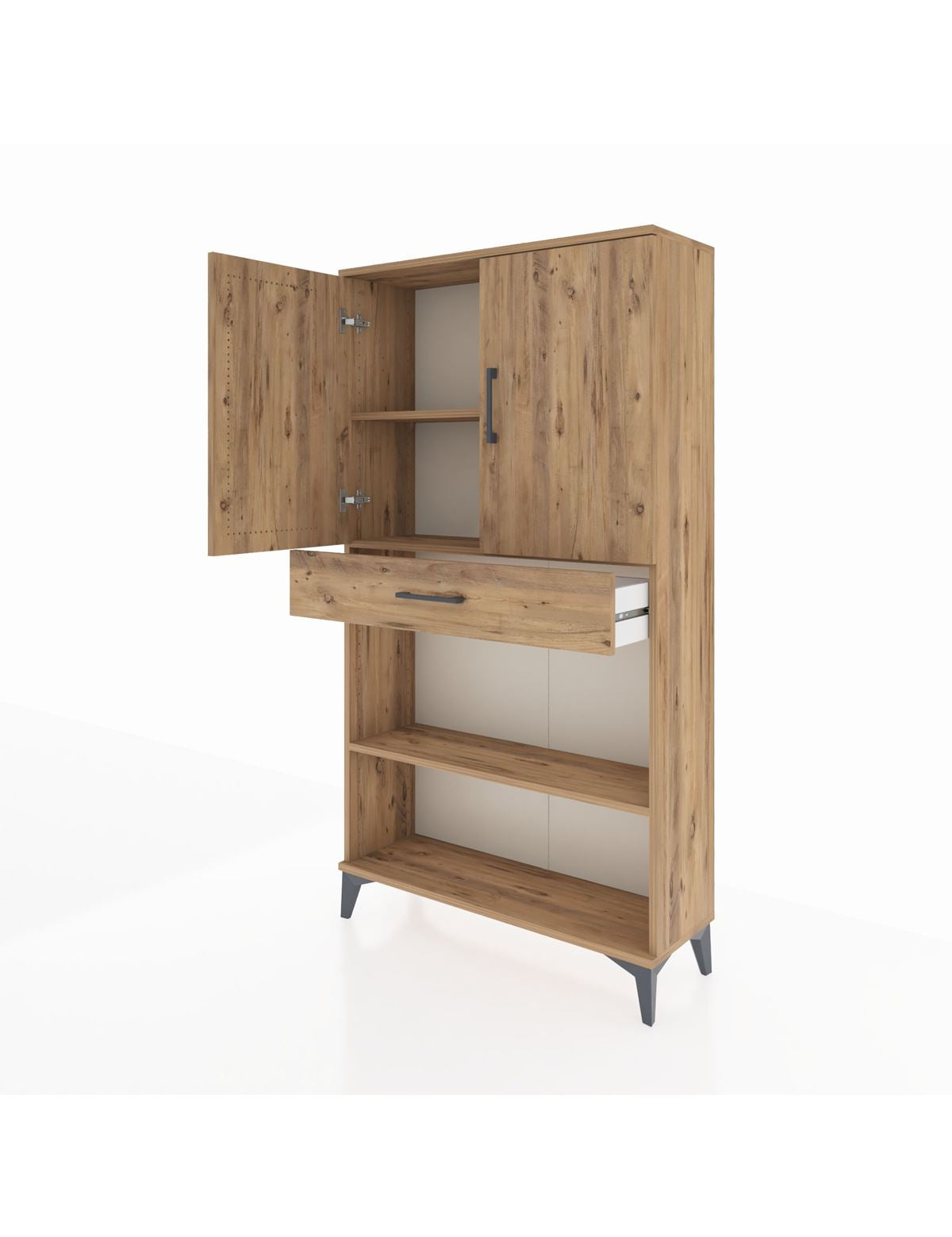 Arges Dolap 3 Raflı Tek Çekmeceli 2 Kapaklı 88x30x163 - S21M053V9A