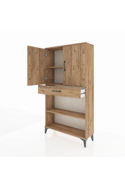 Arges Dolap 3 Raflı Tek Çekmeceli 2 Kapaklı 88x30x163 Çam-Çam
