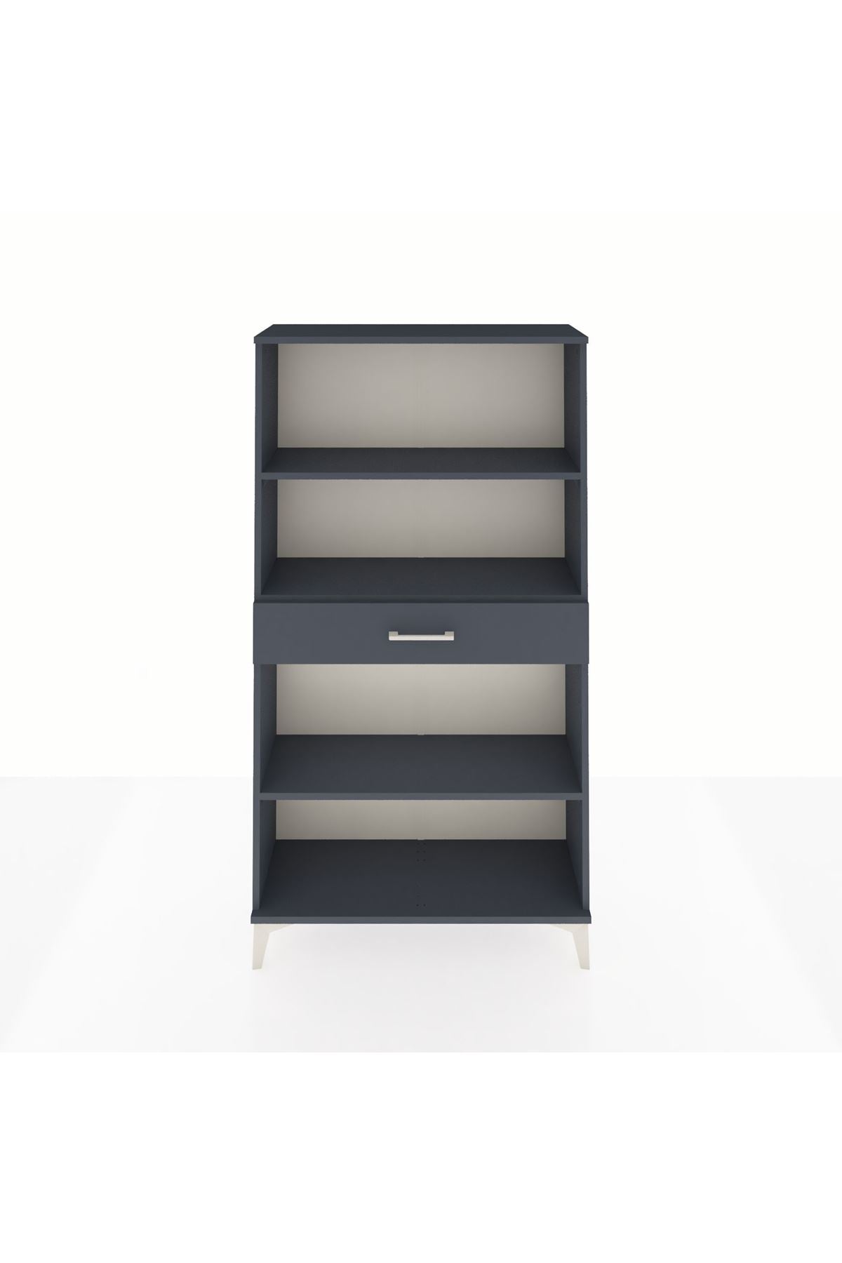 Arges Dolap 3 Raflı Tek Çekmeceli 88x30x163 Antrasit-Antrasit