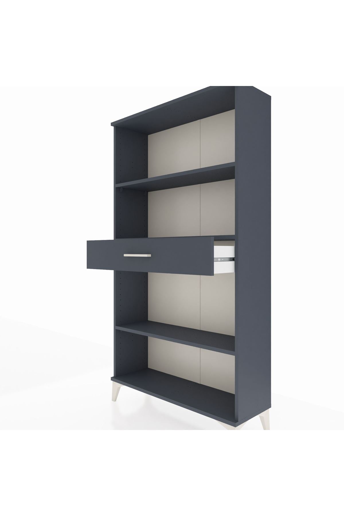 Arges Dolap 3 Raflı Tek Çekmeceli 88x30x163 Antrasit-Antrasit