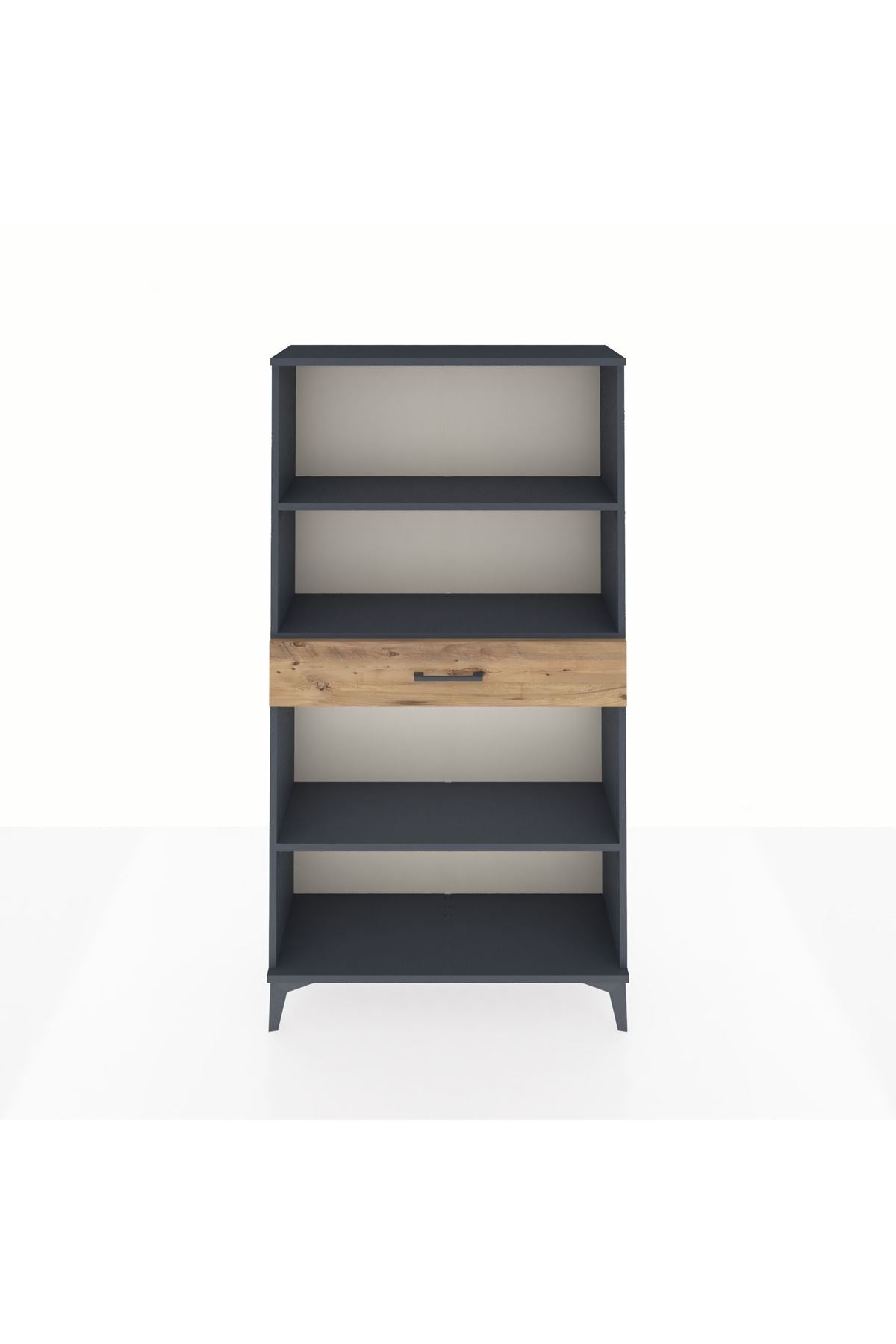 Arges Dolap 3 Raflı Tek Çekmeceli 88x30x163 Antrasit-Çam