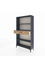 Arges Dolap 3 Raflı Tek Çekmeceli 88x30x163 Antrasit-Çam