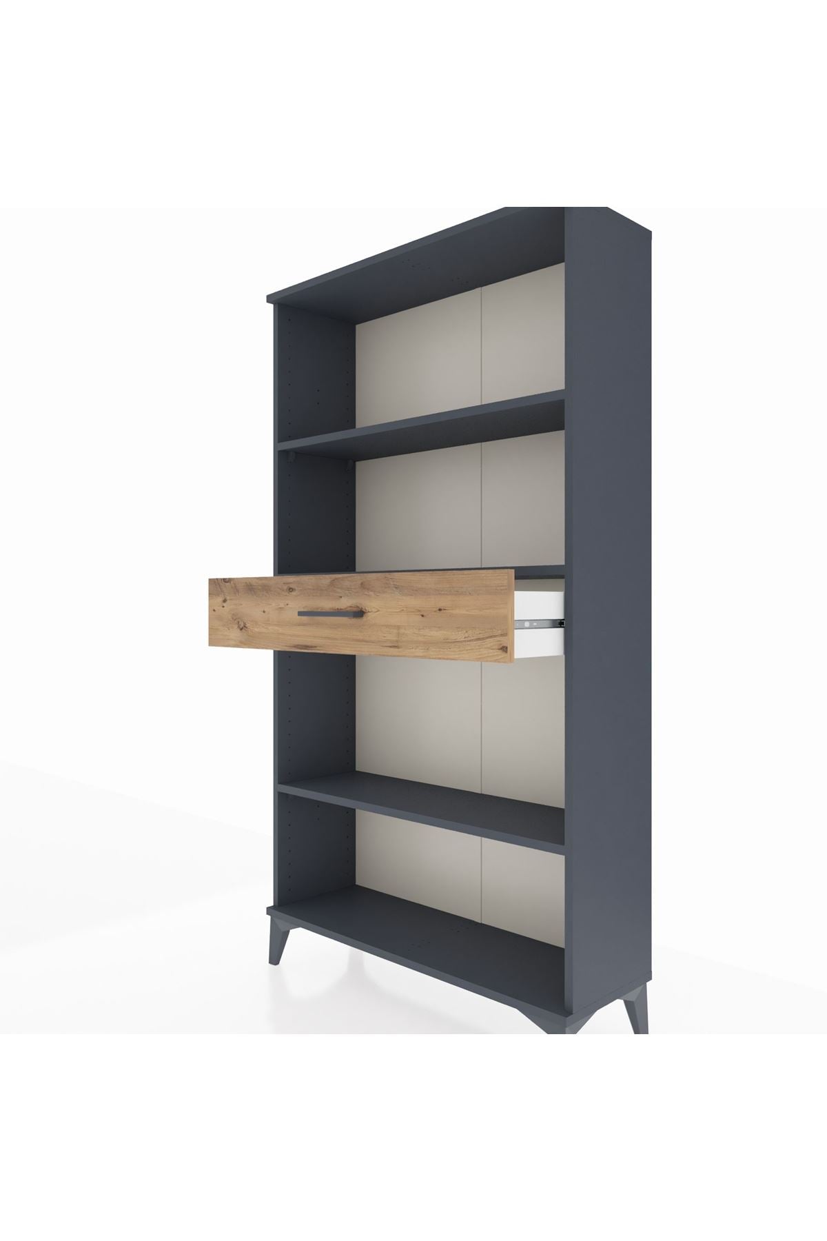 Arges Dolap 3 Raflı Tek Çekmeceli 88x30x163 Antrasit-Çam