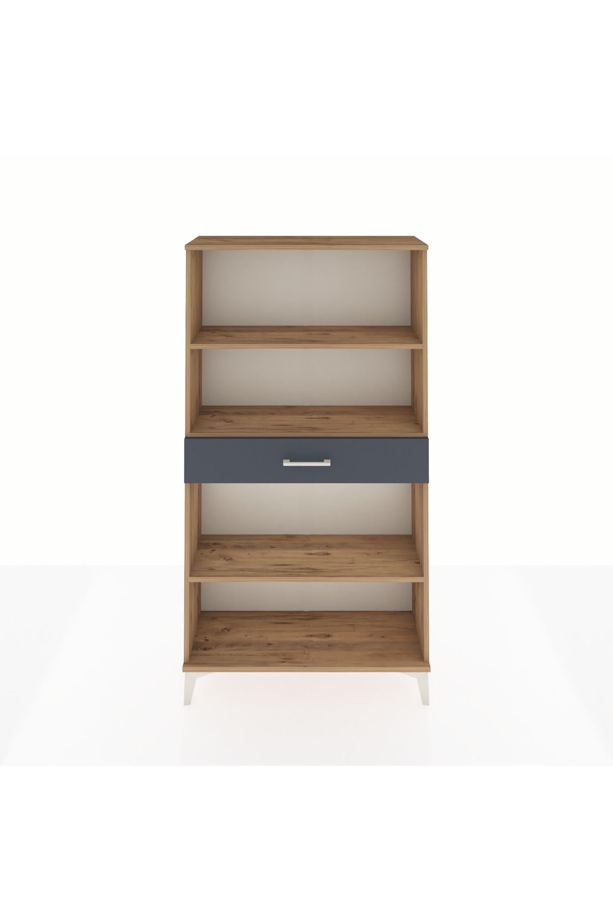 Arges Dolap 3 Raflı Tek Çekmeceli 88x30x163 Çam-Antrasit