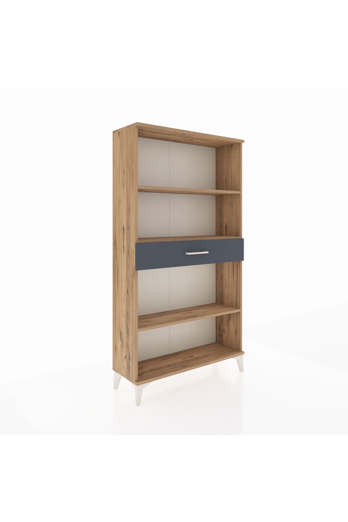 Arges Dolap 3 Raflı Tek Çekmeceli 88x30x163 Çam-Antrasit