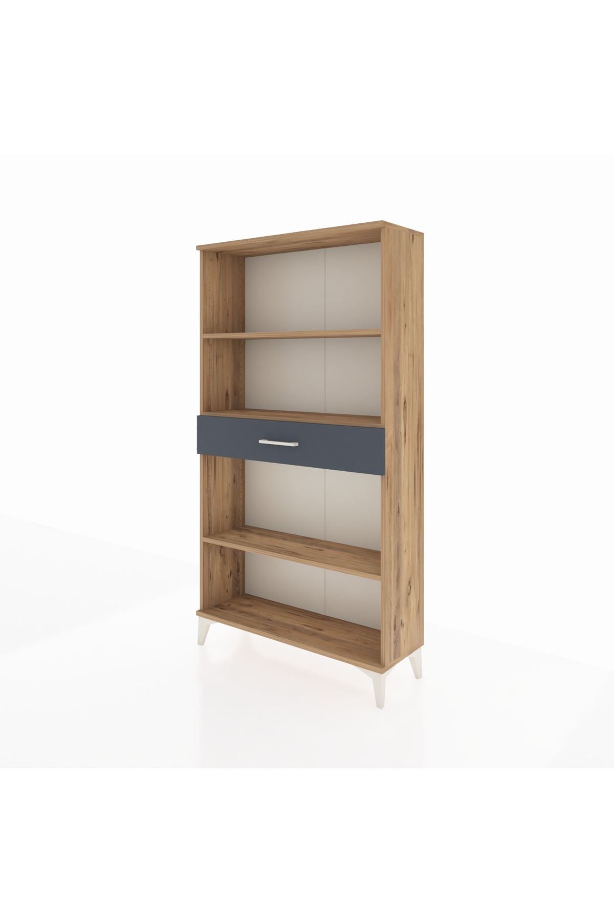 Arges Dolap 3 Raflı Tek Çekmeceli 88x30x163 Çam-Antrasit