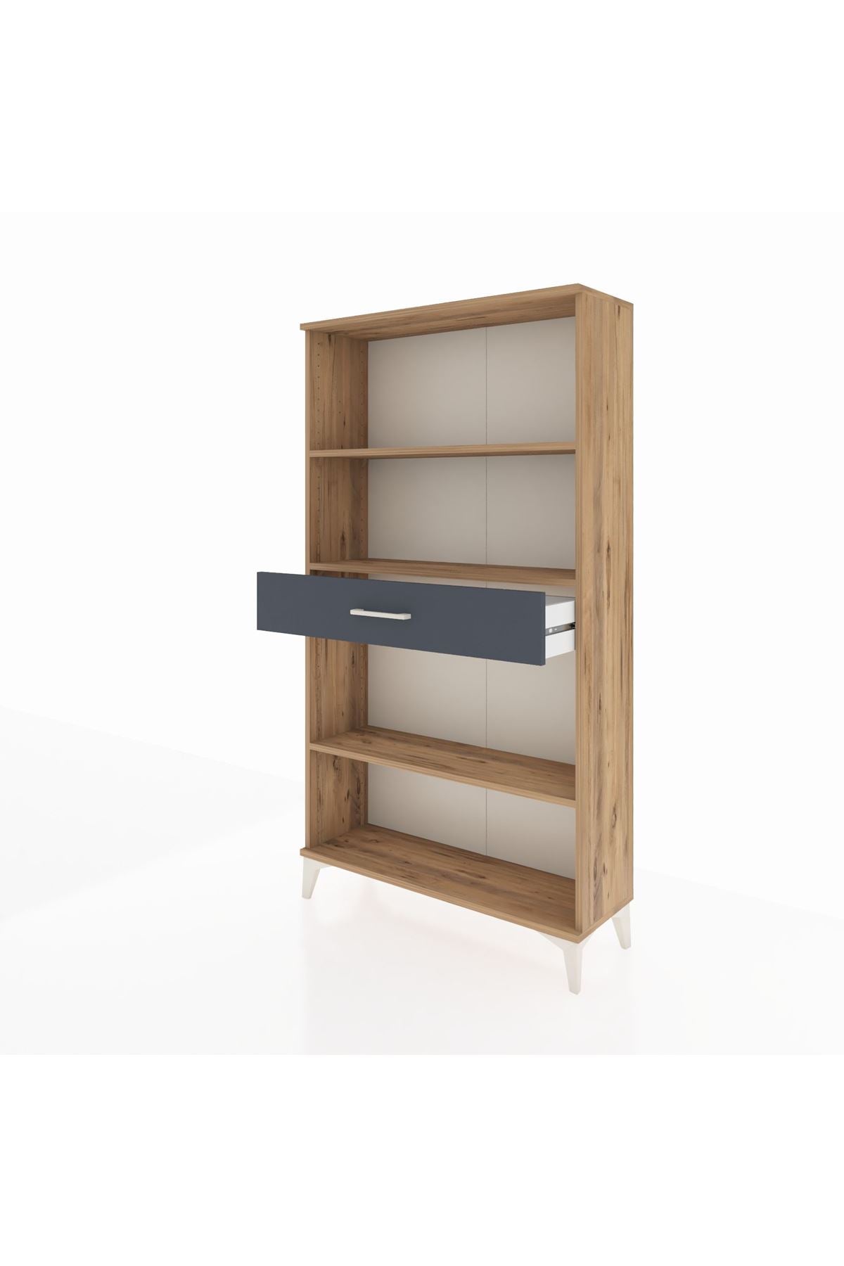 Arges Dolap 3 Raflı Tek Çekmeceli 88x30x163 Çam-Antrasit