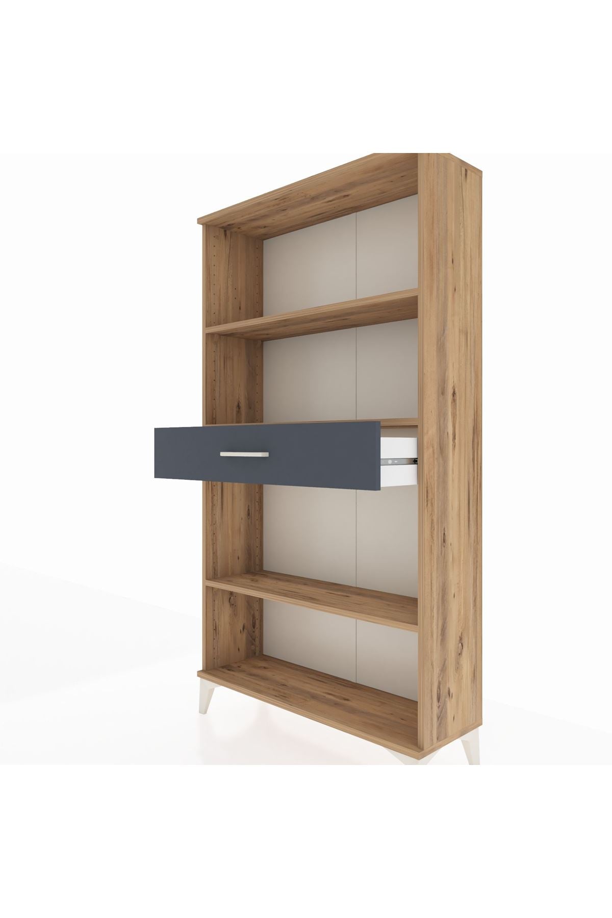 Arges Dolap 3 Raflı Tek Çekmeceli 88x30x163 Çam-Antrasit