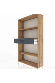 Arges Dolap 3 Raflı Tek Çekmeceli 88x30x163 Çam-Antrasit