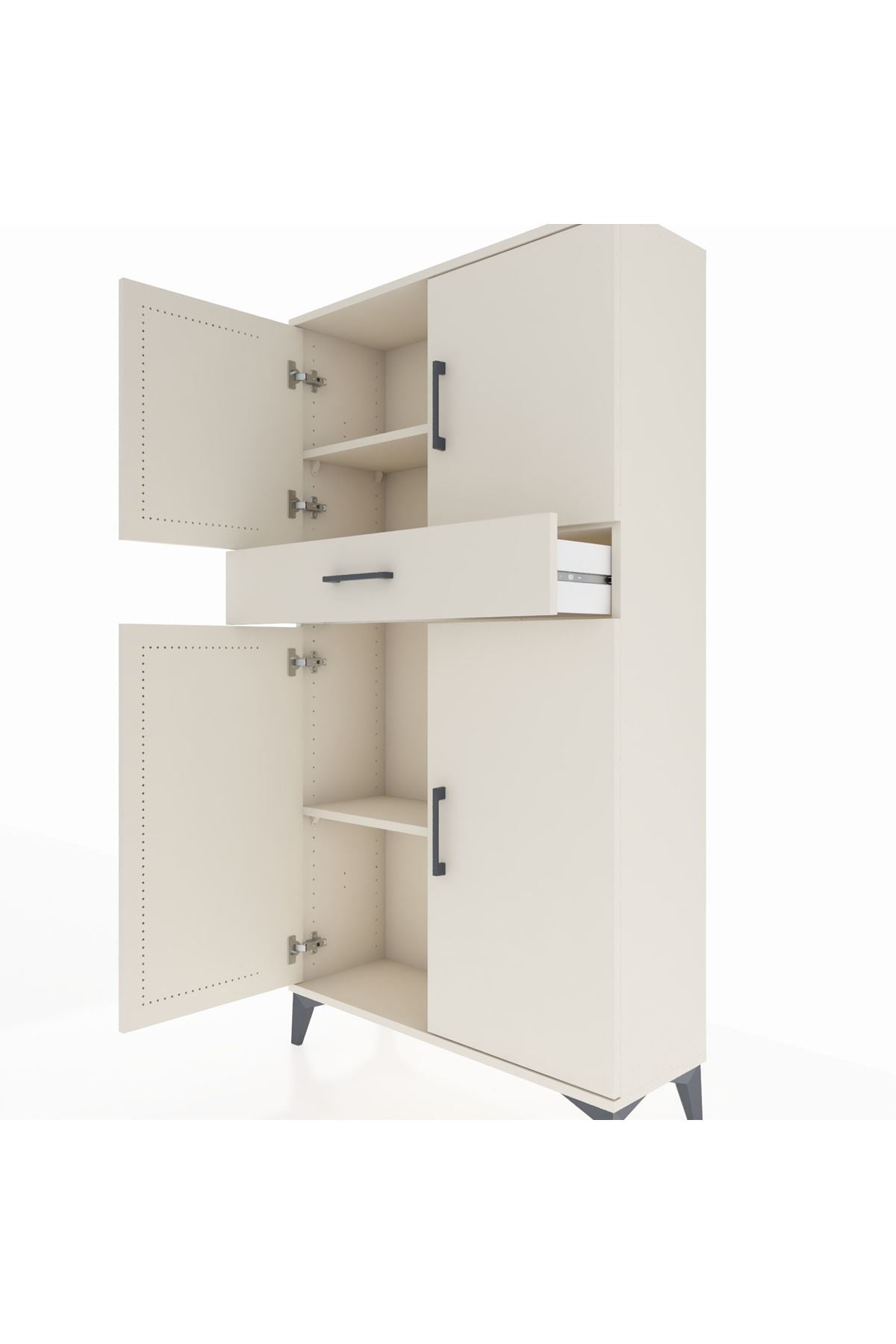 Arges Dolap 3 Raflı Tek Çekmeceli 4 Kapaklı 88x30x163 Aytaşı-Aytaşı