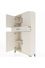 Arges Dolap 3 Raflı Tek Çekmeceli 4 Kapaklı 88x30x163 Aytaşı-Aytaşı